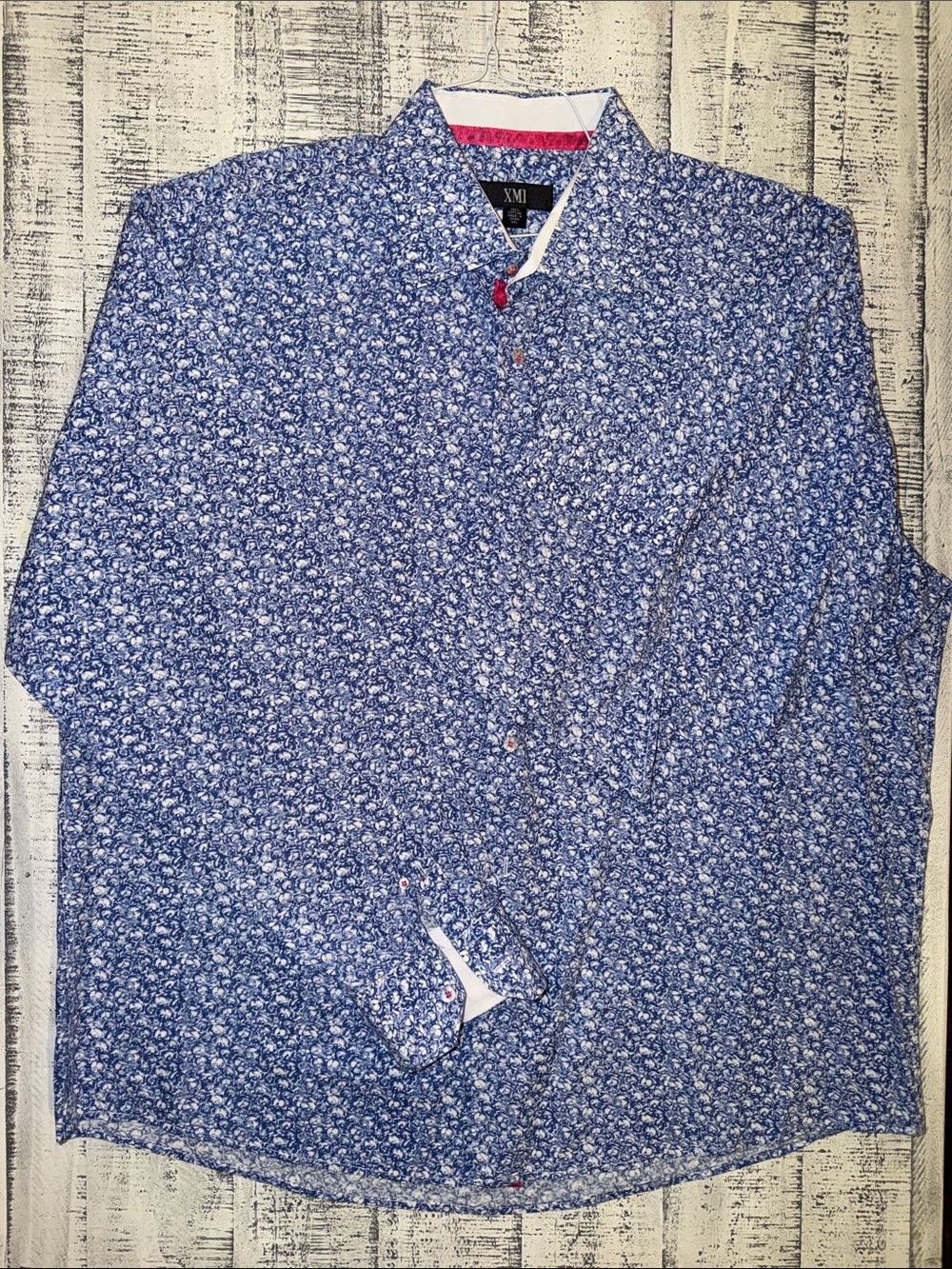 XMI Men's Blue Floral Button-Up Shirt